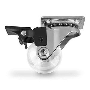 4 Ruote Piroettanti Trasparenti 75mm - Poliuretano, Portata 40kg, 2 Con Freni, Per Mobili - Foto 12