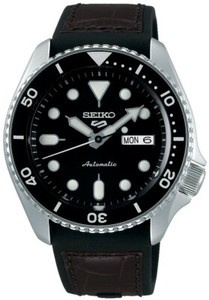 Seiko 5 Sports En Cuir Marron Silicone Bracelet Automatic Men's Watch  SRP55K2 | eBay