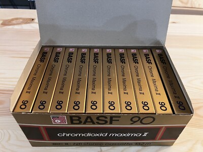 10x BASF Chrome Maxima II 90 Kassetten Tapes - Neu Top