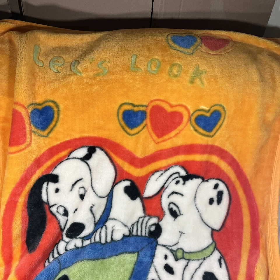 RARE Vintage Northpoint Kids Toddler Fleece Blanket Orange Dalmatians Dog O1 - Image 2 of 4