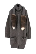 Authentic Dolce Gabbana Wool Alpaca Fox fur cardigan size 40 made in Italy