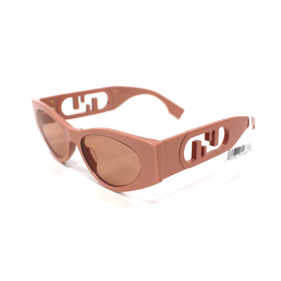 Fendi O'Lock Cat Eye Sunglasses NEW Logo FF Cut Out Neutral Pink UV Protection