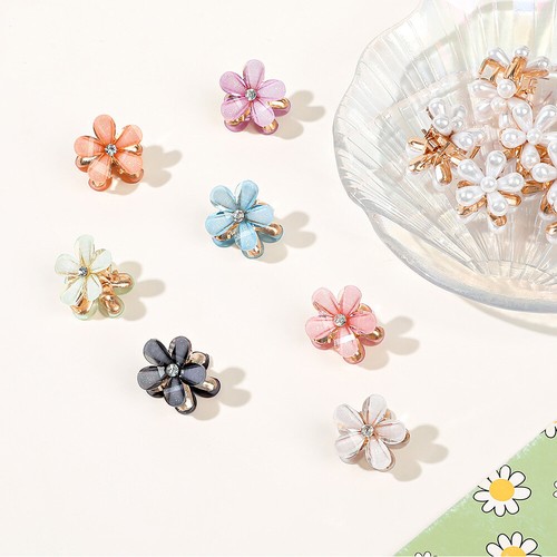 Mini pinzas de cola de caballo con flor de cristal de doble cara dulces sombreros para la cabeza moda - Imagen 3 de 20