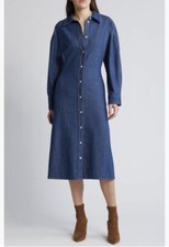 NWT 175 COS Long Sleeve Denim Shirtdress in BLUE MEDIUM DUSTY, Sizes 2 an 10