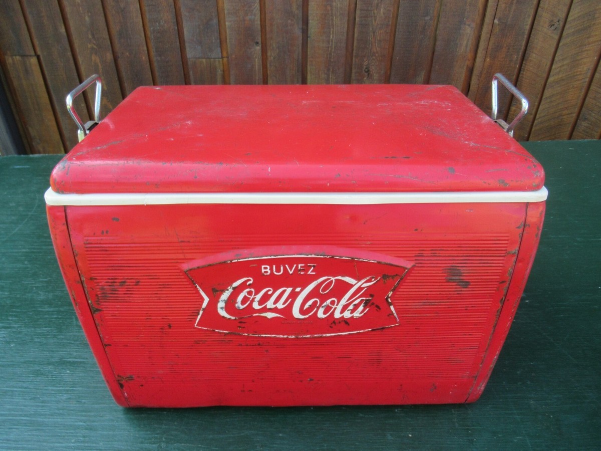 NICE 1960s Red COCA COLA Cooler Chest with Lid Drink Soda Great