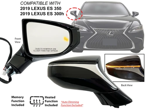 For Side View Mirror 2019 LEXUS ES350 ES300h W/ BSD Signal Memory Passenger Side