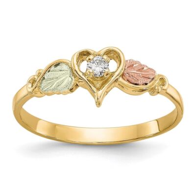10k dreifarbig Gold schwarz Hügel Gold Diamant Herz Ring Größe 7