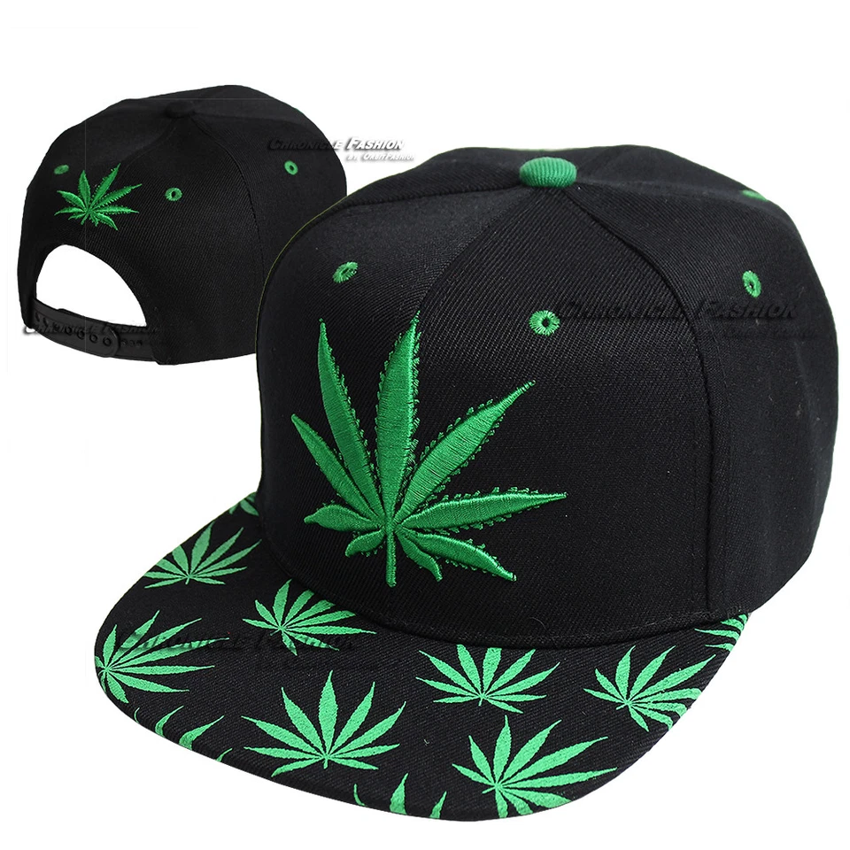 Baseball Cap Snapback Adjustable Flat Bill 420 Marijuana Leaf Embroidered Hat - Image 4 of 4