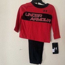NEW BABY TODDLER BOYS UNDER ARMOUR WOODMARK JERSEY SHIRT AND PANTS SET 12 Months