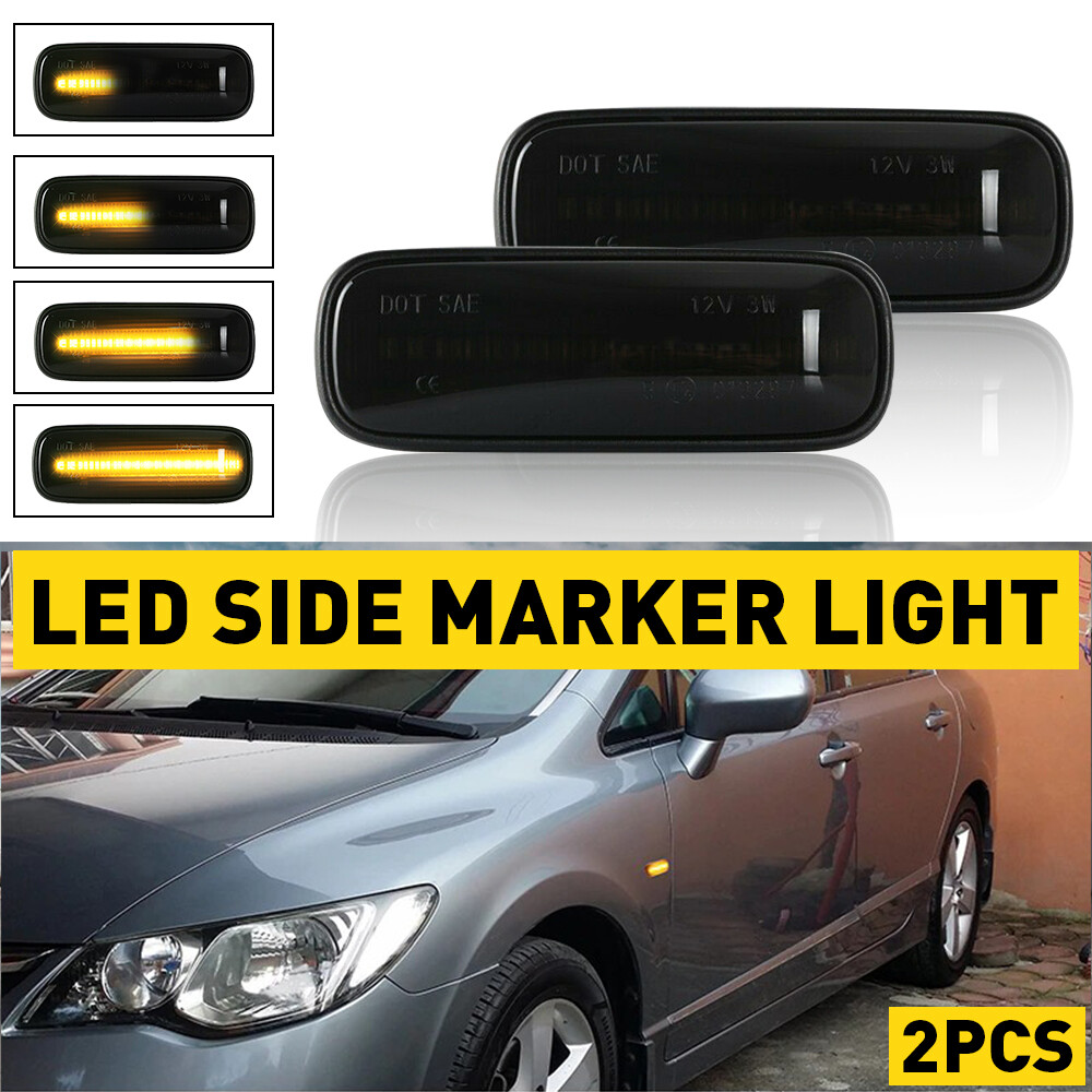 2pcs Smoked Amber Side Marker Lights for 1997-2000 Honda CR-V Front Fenders