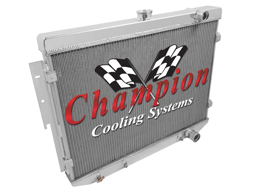 Radiador ER Champion 3 filas, cubierta, 2 ventiladores de 13" para motor Dodge Magnum V8 1978 Foto 3 de 4