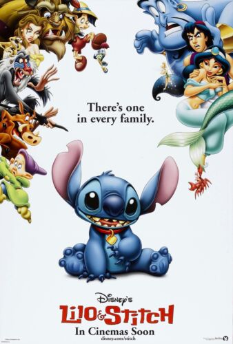 Affiche promotionnelle imprimée film Disney 2002 décoration murale "Lilo & Stitch" cadeau chambre d'enfants - Photo 1 sur 2