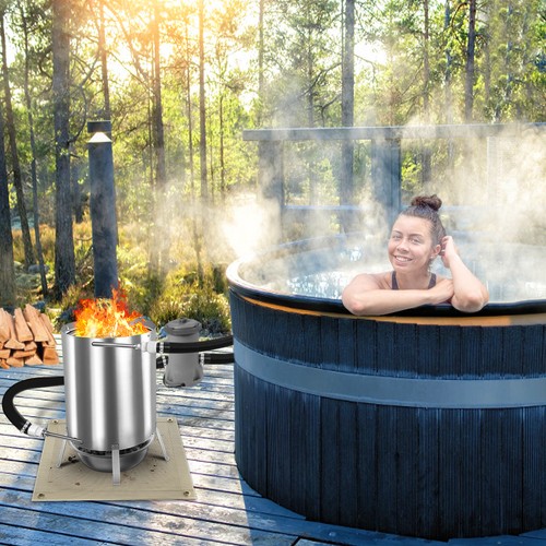 Poolheizung Feuertonne Brennholz Pool Heizung Beheizt Feuer Eimer mit Anschlüsse - Bild 10 von 14