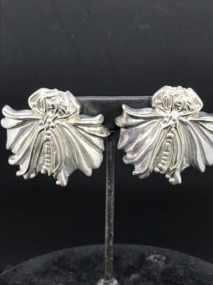 Vintage 925 Sterling Silver Signed JE  Electroform Modernest 2-tone  Earrings