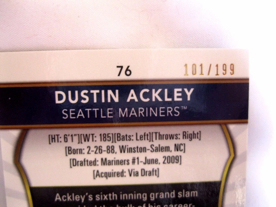 Dustin Ackley RC 2011 Topps Finest RC+ Rookie Green Refractors #101/199-Yankees  - Image 2 of 4