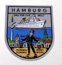 Souvenir-Aufkleber Hamburg Das Tor zur Welt Wasserträger Hummel Mors Elbe HH 80s