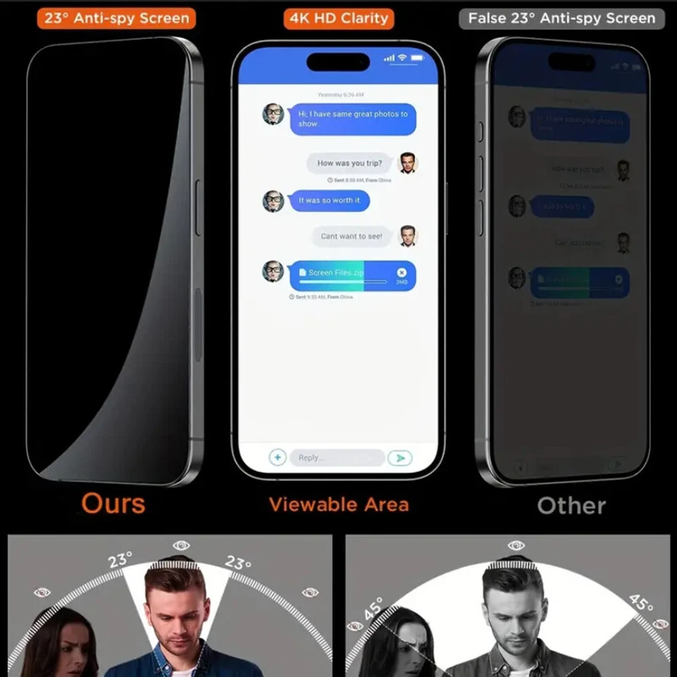 For iPhone 17 16 15 14 13 12 Pro Max Full Cover Screen Protector Tempered Glass - Image 3 of 4