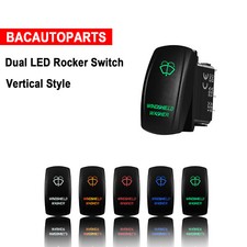 12V 5P (ON) OFF Dual LED WINDSHIELD WASHER Momentary Rocker Switch For Car Boat