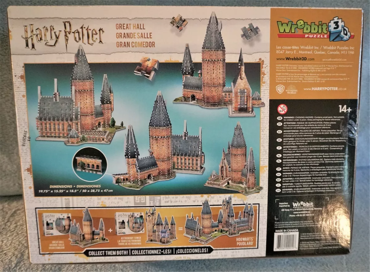 Wrebbit 3D - Harry Potter Hogwarts Great Hall 3D Jigsaw Puzzle - Factory  Sealed