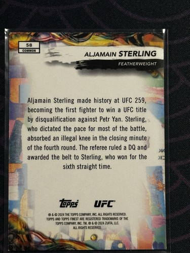2024 Topps UFC Finest Aljamain Sterling Silver Checkerboard Refractor SP - Picture 2 of 2