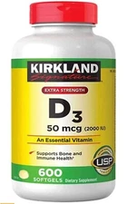 Kirkland Signature Extra Strength VITAMIN D3 2000 IU (50mcg) 600 ct