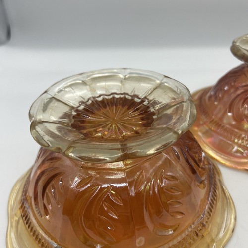 Vintage Northwood Pair Marigold Carnival Pedestal Footed Compote Bowls - Picture 11 of 22