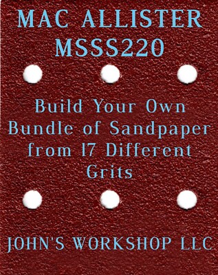 Build Your Own Bundle MAC ALLISTER MSSS220 1/4 Sheet No-Slip Sandpaper 17 Grit