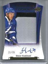 Slater Koekkoek 15/16 UD Contours Autograph Game Jersey Patch Rookie #21/35
