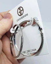 New with tags Giani Bernini CZ sterling silver 40mm hoop earrings