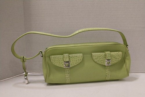 Brighton Green Chatreuse Croc Embossed Leather Clutch Shoulder Purse - Bild 1 von 12