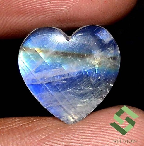 Zertifiziert Regenbogen Mondsteine Herzform Cabochon 15x15 mm 6,70 cts lose Edelsteine - Bild 2 von 6