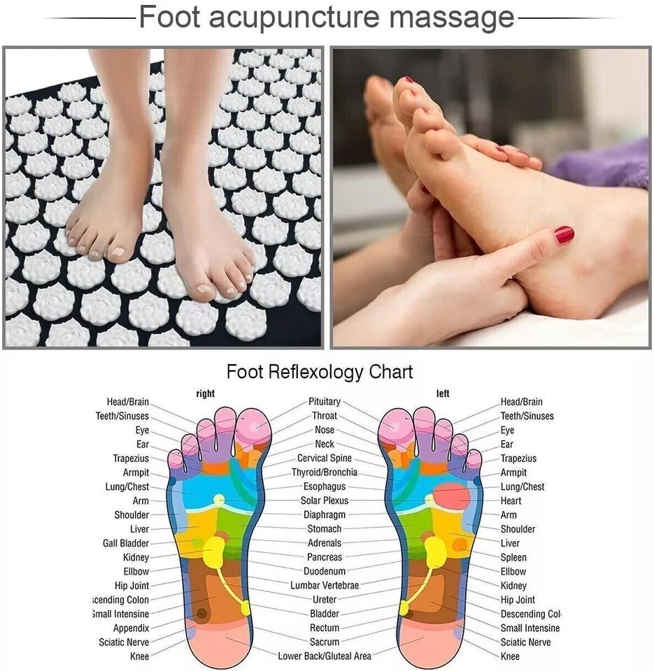 Acupressure Mat & Pillow Massage Set For Neck Back Acupuncture Point Nerve Pain