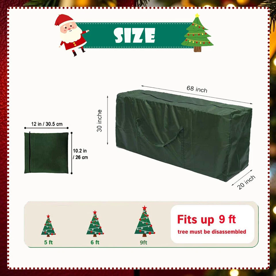 Heavy Duty Christmas Tree Storage Bag Box Container Carry with Handles & Zipper - Image 2 of 4