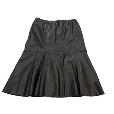 Ralph Lauren Black Label Lambskin Leather Skirt Nwt 2 Fitted Flare Aline Black