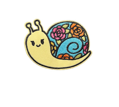 Colorful Flowers Cute Snail Outdoor Animal Boho Patch, Iron On/Sew On