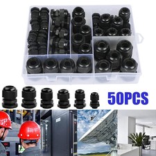 50X Nylon Cable Gland Set Joints Waterproof IP68 Locknut Glands fit 3-16mm Cable