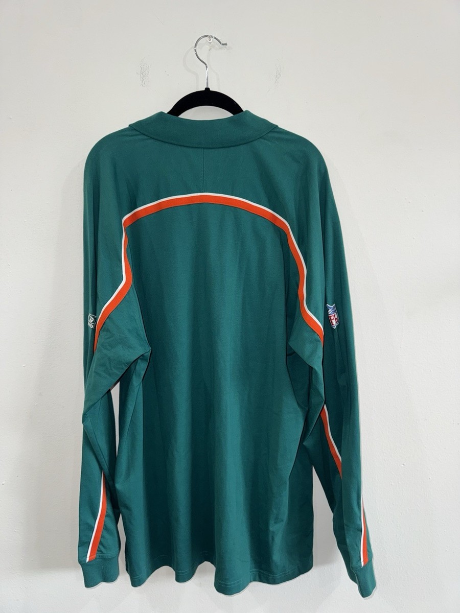 Miami Dolphins Reebok NFL Apparel Football Men's Polo Long Sleeve AFC Sz L