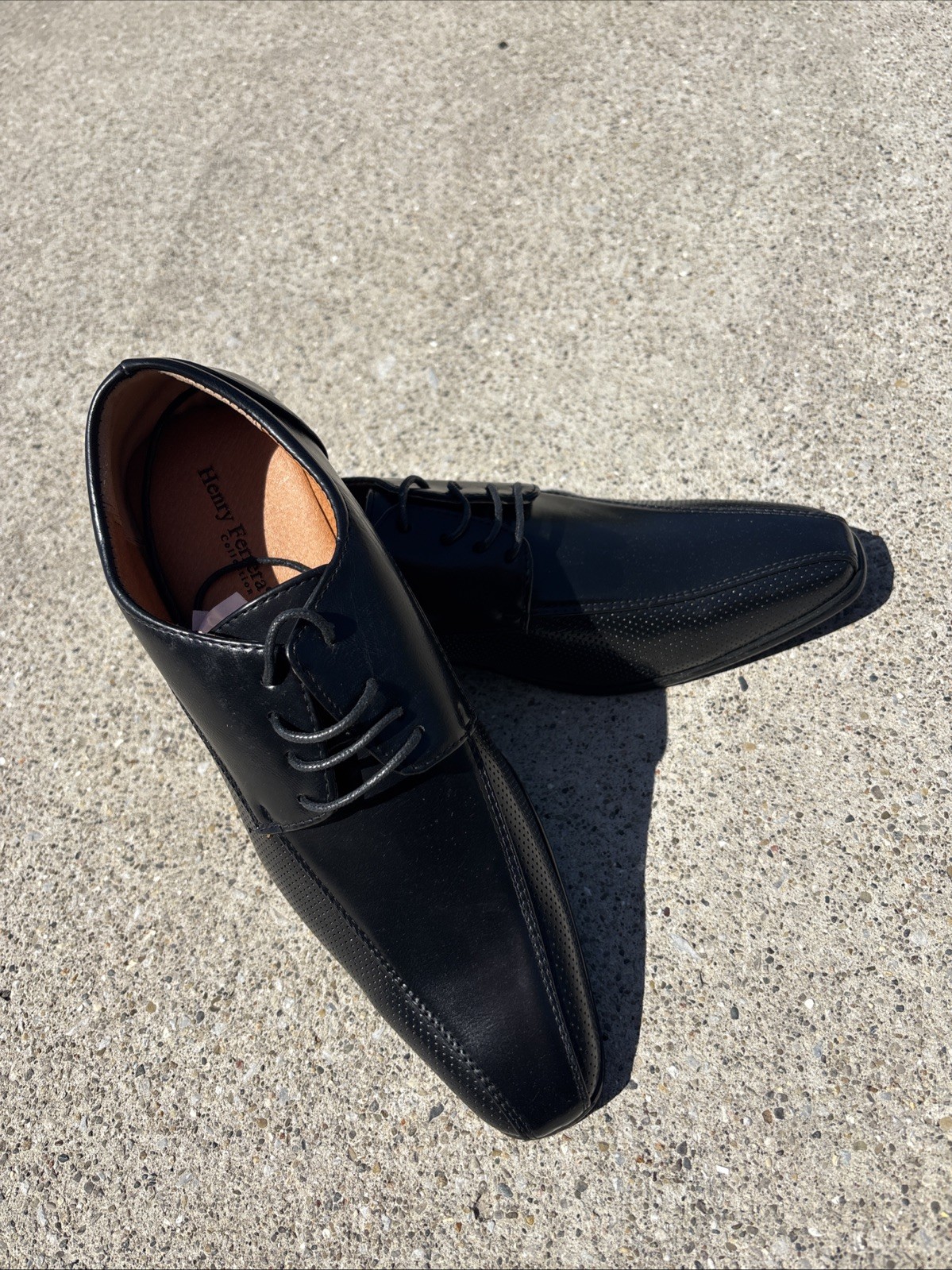 SAOLA Henry Ferrera Derby scarpe eleganti Oxford nere uomo punta quadrata taglia 10 ottime