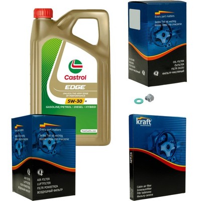 KRAFT Inspektionspaket 5 L Castrol EDGE 5W-30 M für Toyota Auris 1.2