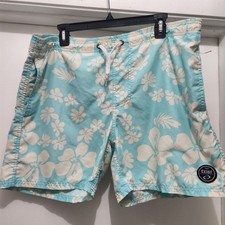 Men  s Exist Swim Trunks Size L Powder Teal Blue Floral