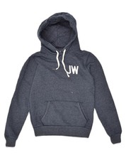 JACK WILLS Womens Graphic Hoodie Jumper UK 12 Medium Navy Blue Cotton AX02