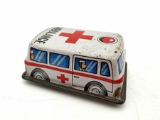 Vintage Tin Friction Ambulance Made in Japan Litho Toy Car 2.5  Non Working