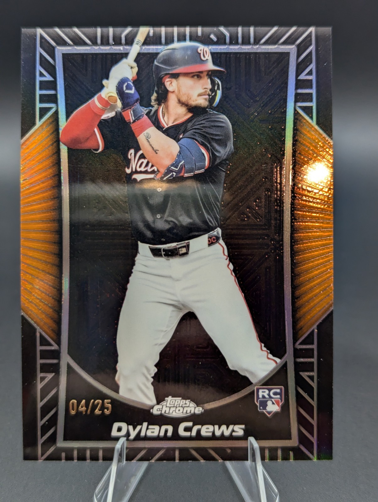 2025 Topps Chrome Dylan Crews Orange Shadow Etch RC 4/25 -  CASE HIT- Nats