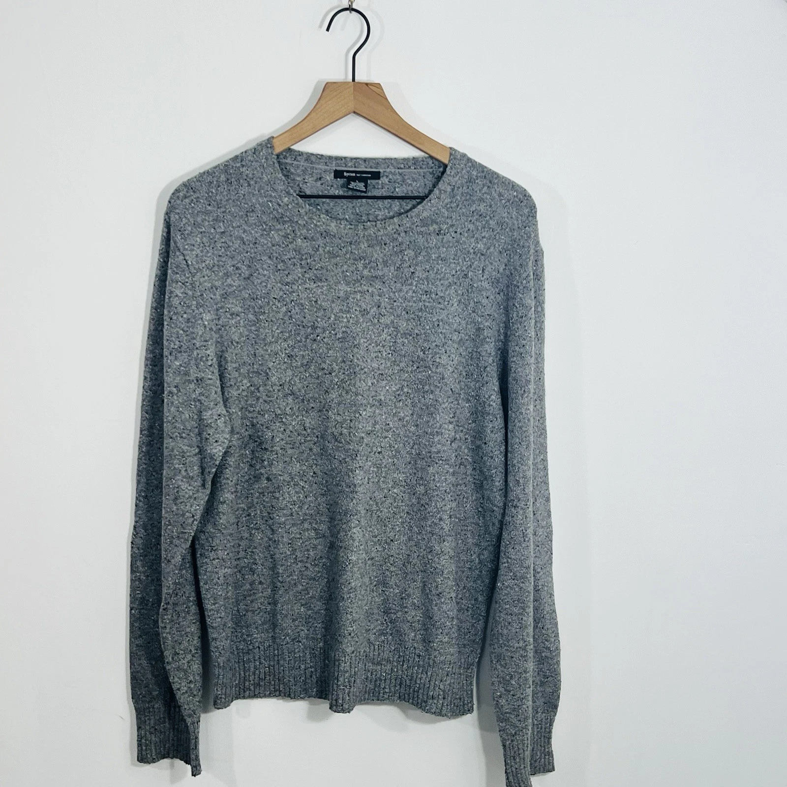 Men's System Heathered Cashmere Mix Long Sleeve Pullover Sweater Size L