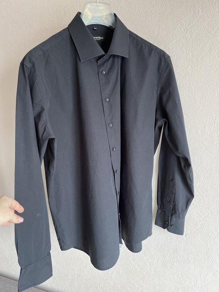 Men Tailor & Son Shirt Black Cotton 46 / 3XL / 54