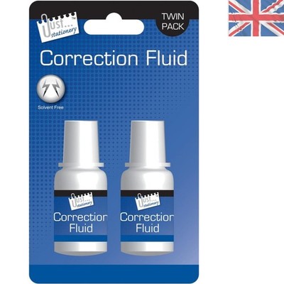 2er Pack Just-Stationery 20ml Korrekturflüssigkeit Flaschen mit Pinselkappe für Genauigkeit
