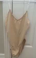 Women's Capezio Camisole Leotard, Clear Adjustable Straps, Nude - Large