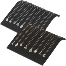 KUKUVR 2 Pieces Velvet Necklace Display Stand for Vendors Black Black