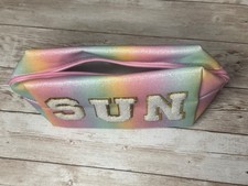 Rainbow Glitter Sun or Vip Cosmetic Tote Bag