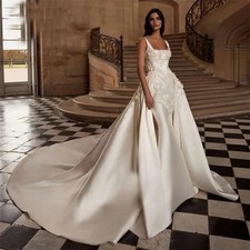 Luxury Lace Wedding Dress Detachable Sleeveless Bridal Gown Mermaid Bride Dress